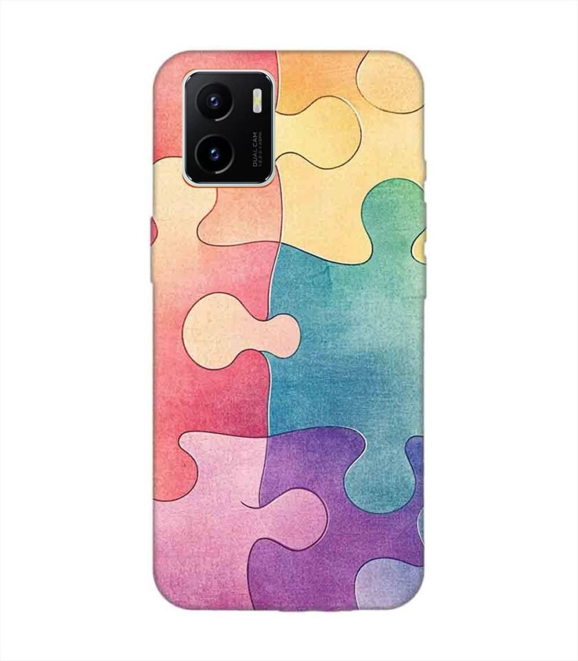 Printed Back Cover for Vivo Y15S Close Up Colorful Puzzle Piece