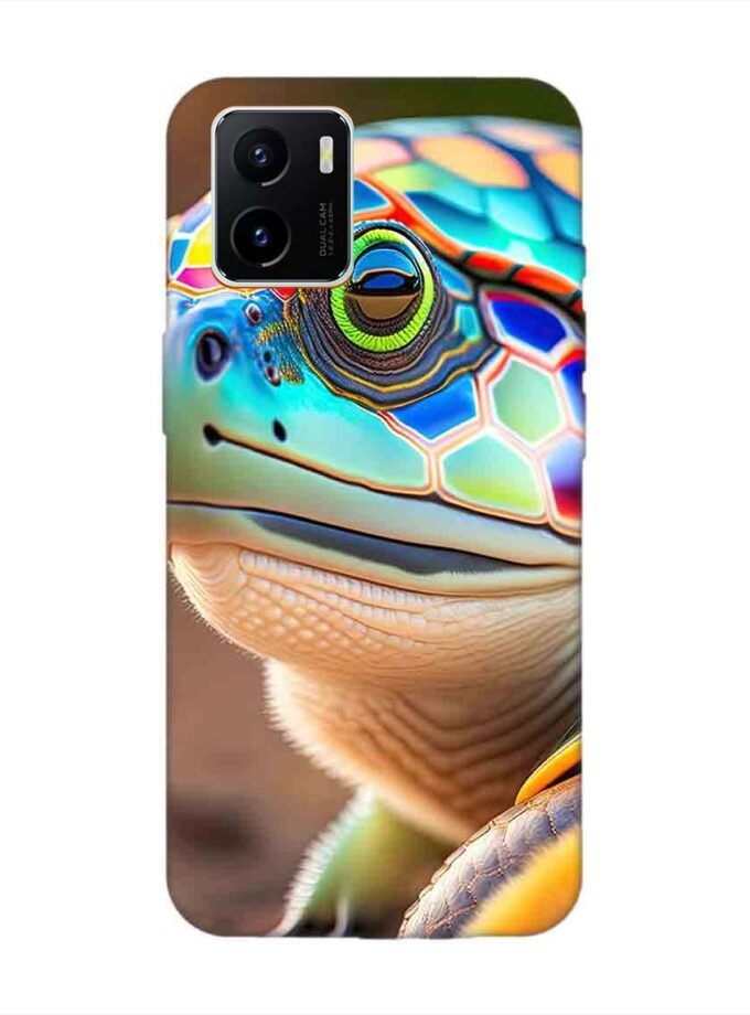 Printed Back Cover for Vivo Y15S Close Up Cute Turtle