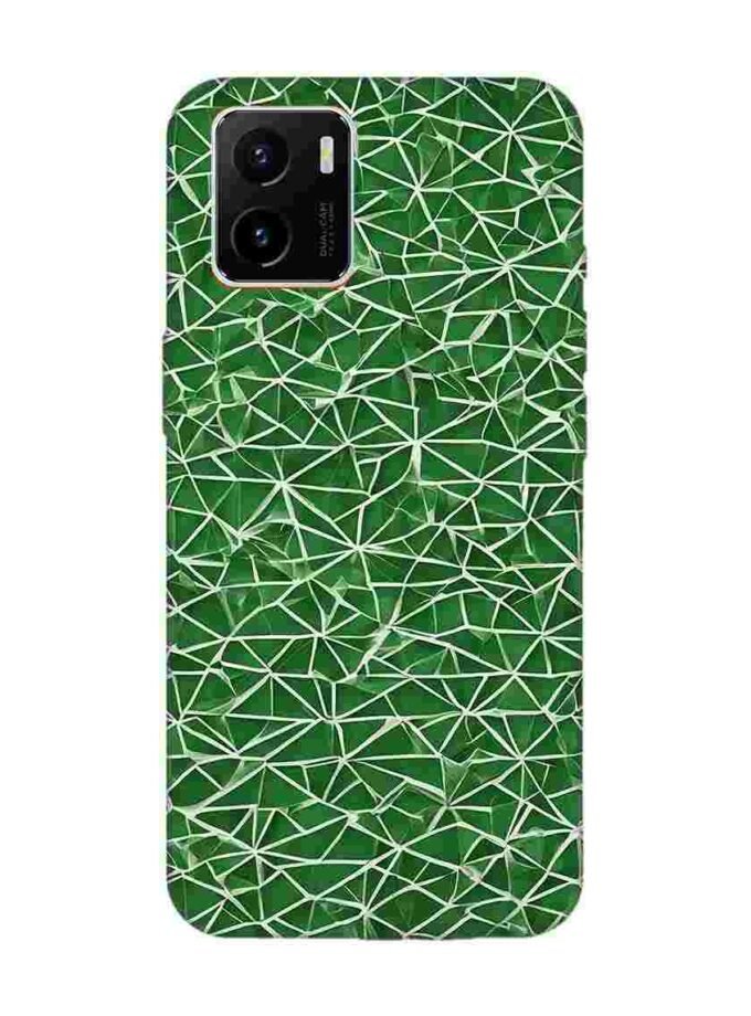 Printed Back Cover for Vivo Y15S Close Up Green White Geometric Pattern