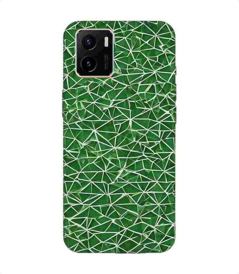 Printed Back Cover for Vivo Y15S Close Up Green White Geometric Pattern