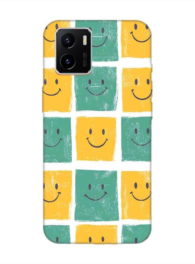 Printed Back Cover for Vivo Y15S Close Up Pattern Smiley Faces