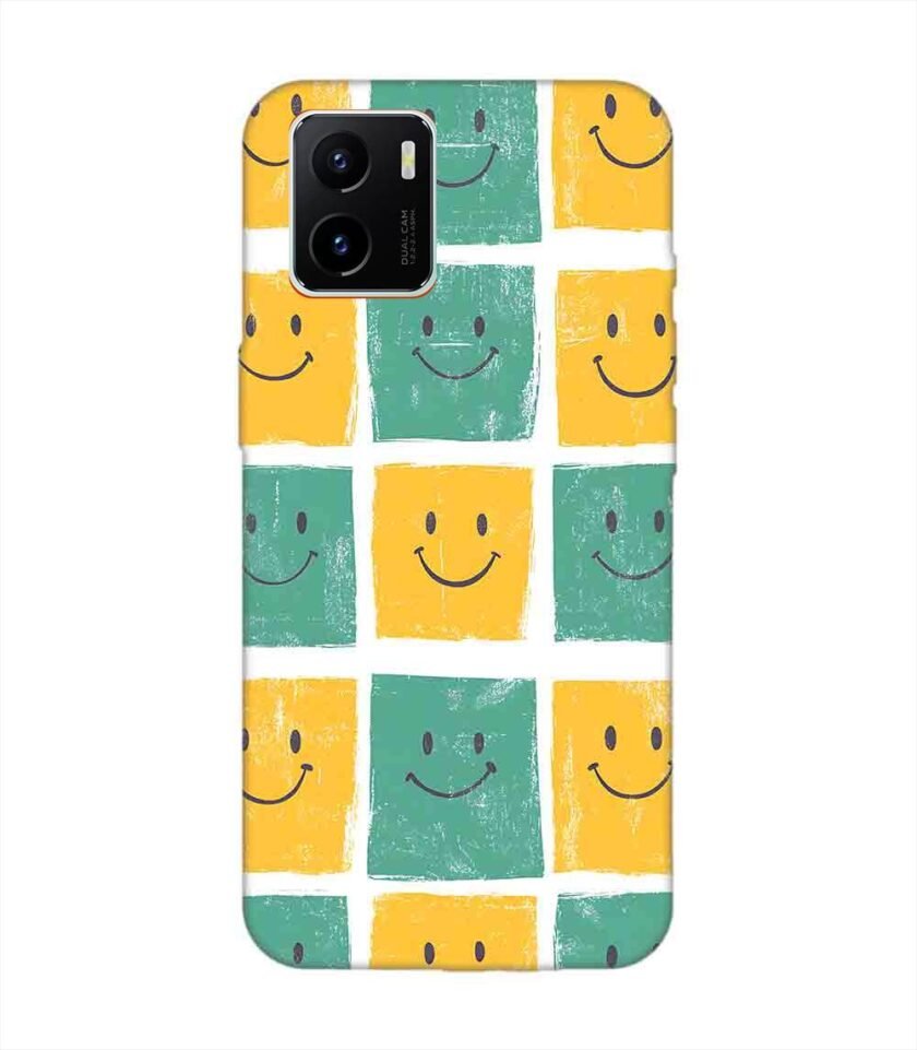 Printed Back Cover for Vivo Y15S Close Up Pattern Smiley Faces