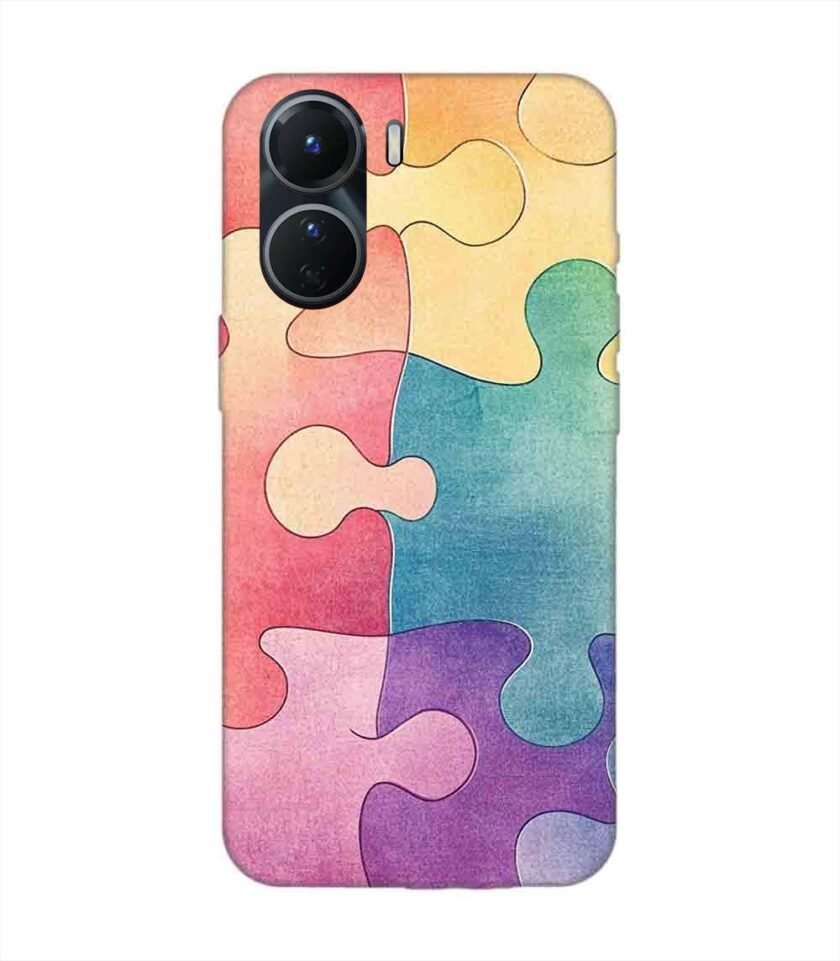 Printed Back Cover for Vivo Y16 Close Up Colorful Puzzle Piece