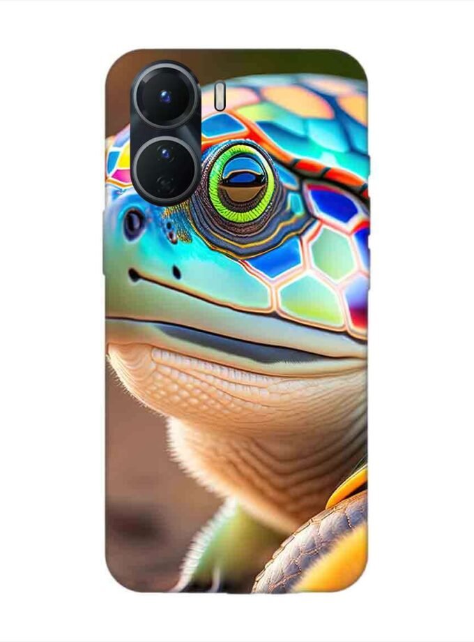 Printed Back Cover for Vivo Y16 Close Up Cute Turtle