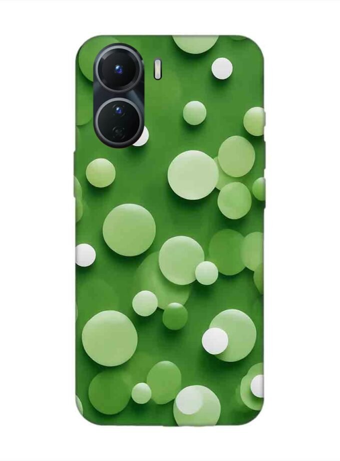 Printed Back Cover for Vivo Y16 Close Up Green Background With White Polka Dots