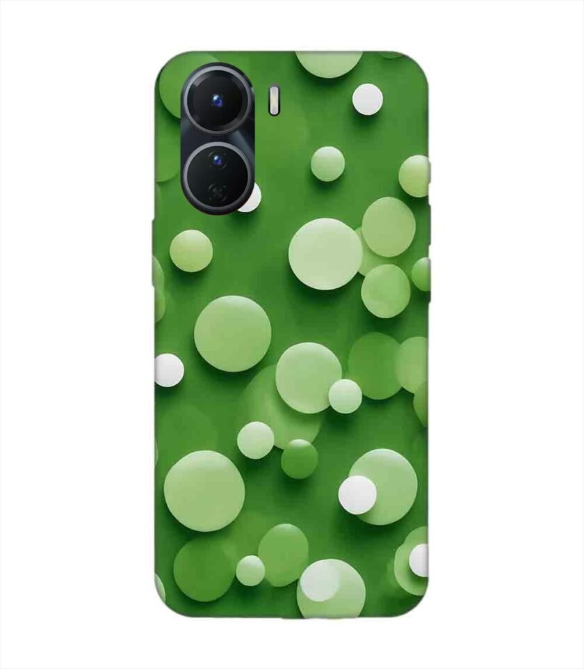 Printed Back Cover for Vivo Y16 Close Up Green Background With White Polka Dots