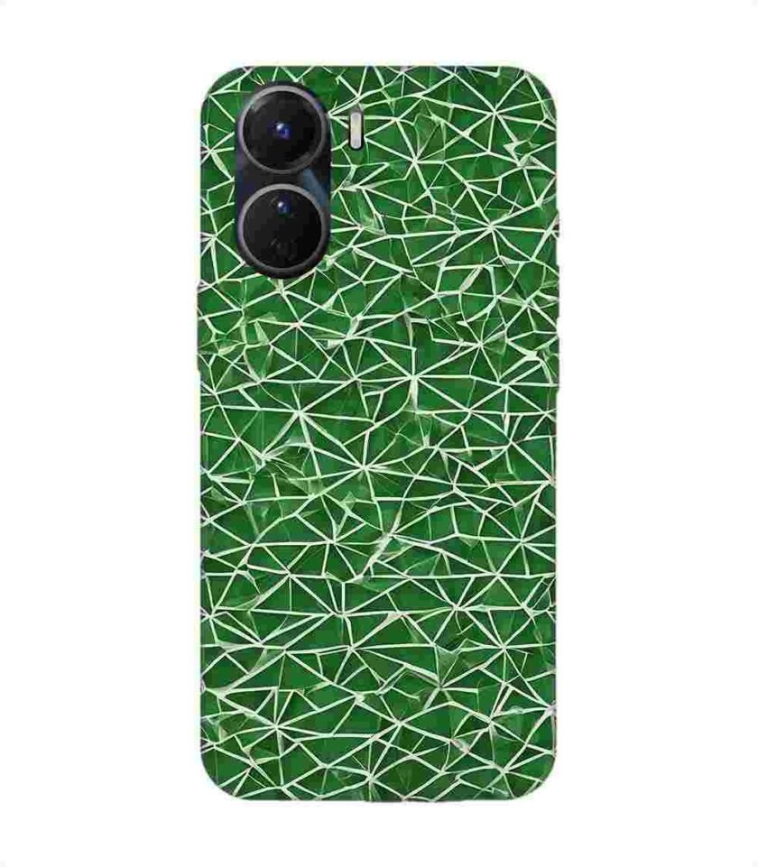 Printed Back Cover for Vivo Y16 Close Up Green White Geometric Pattern