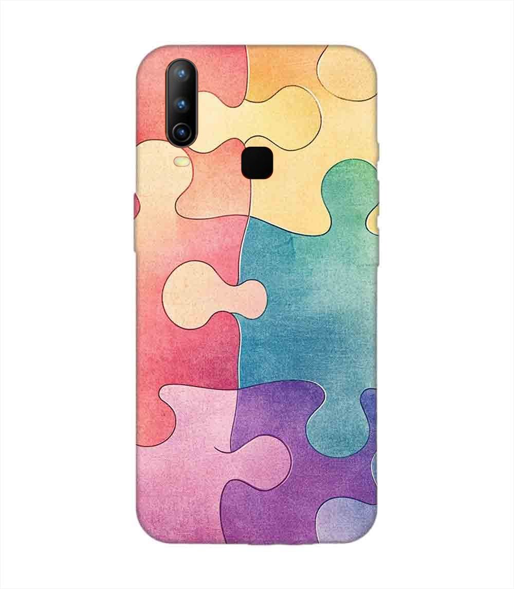 Printed Back Cover for Vivo Y17 Close Up Colorful Puzzle Piece