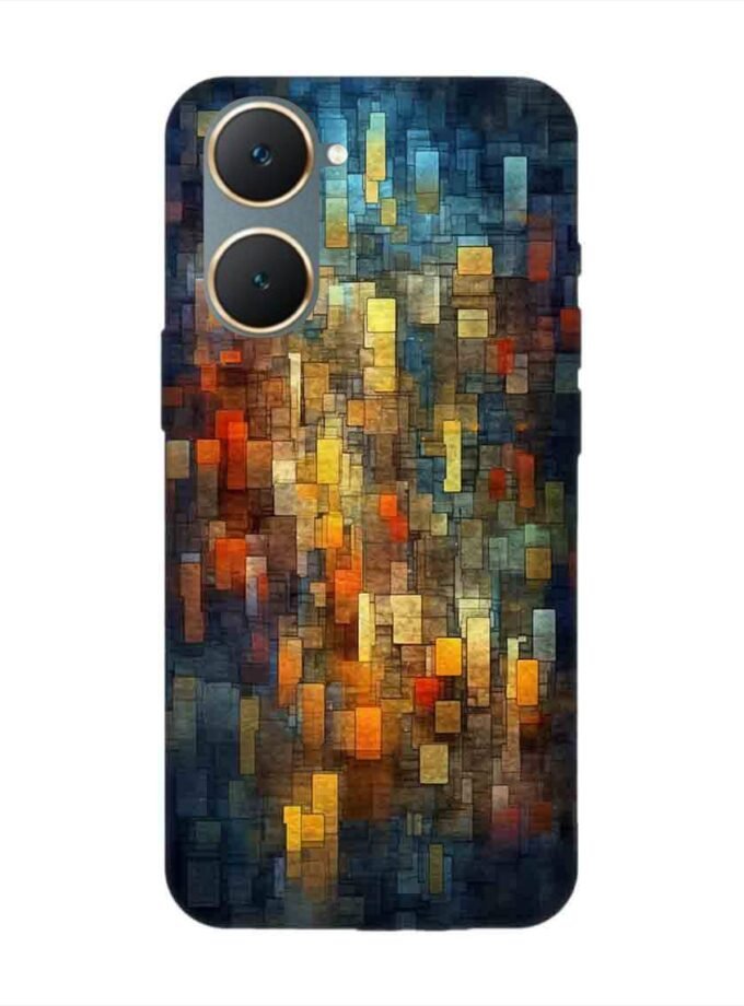 Printed Back Cover for Vivo Y18 Close Up Colorful Mosaic Squares Shapes