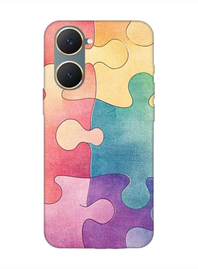 Printed Back Cover for Vivo Y18 Close Up Colorful Puzzle Piece