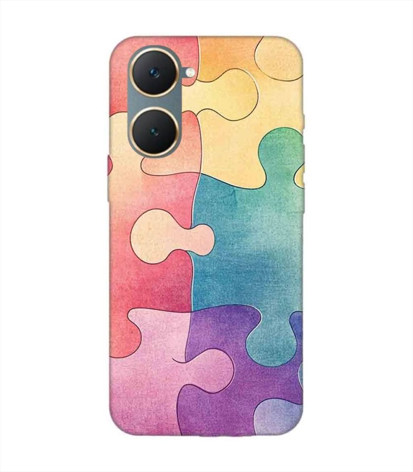 Printed Back Cover for Vivo Y18E Close Up Colorful Puzzle Piece