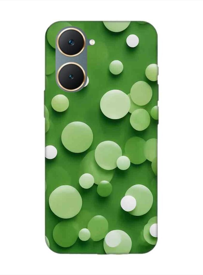 Printed Back Cover for Vivo Y18E Close Up Green Background With White Polka Dots