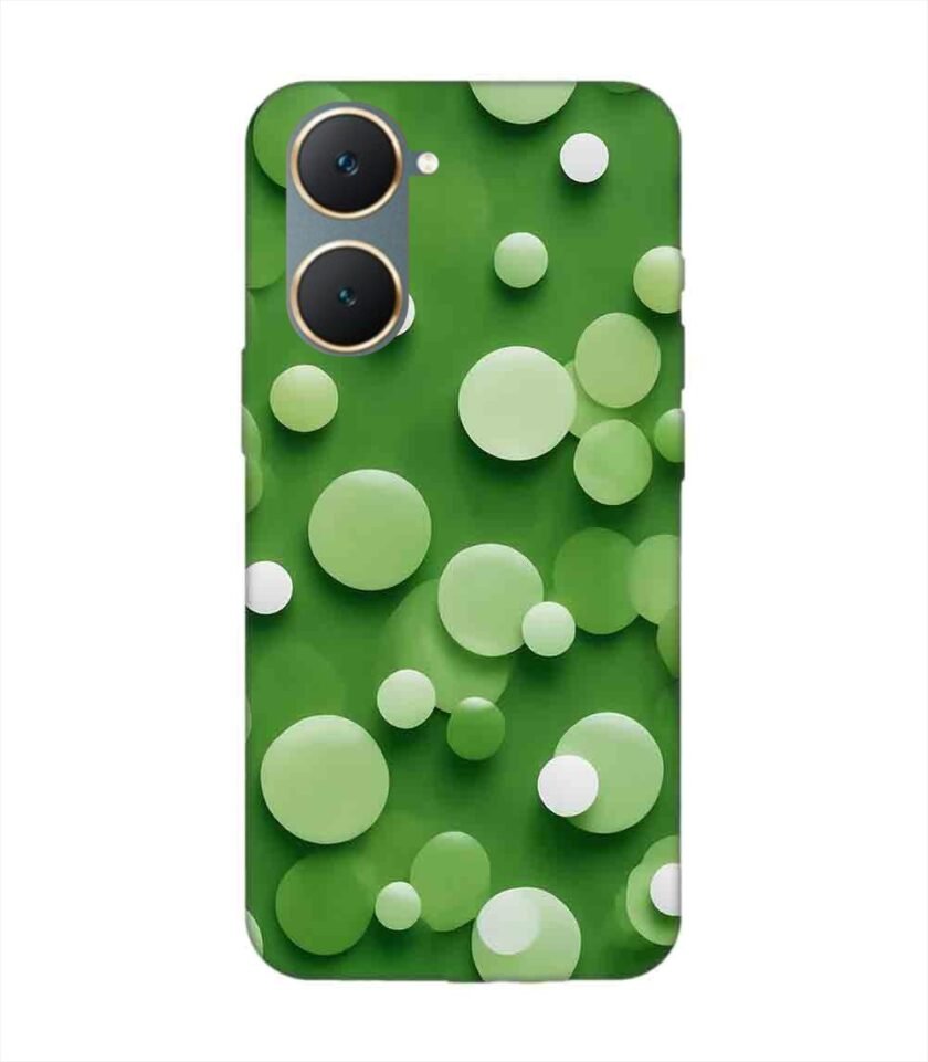 Printed Back Cover for Vivo Y18E Close Up Green Background With White Polka Dots