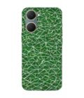 Printed Back Cover for Vivo Y18E Close Up Green White Geometric Pattern