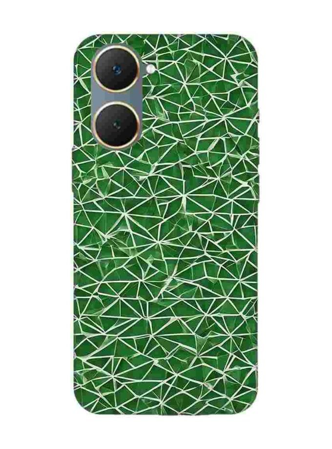 Printed Back Cover for Vivo Y18E Close Up Green White Geometric Pattern