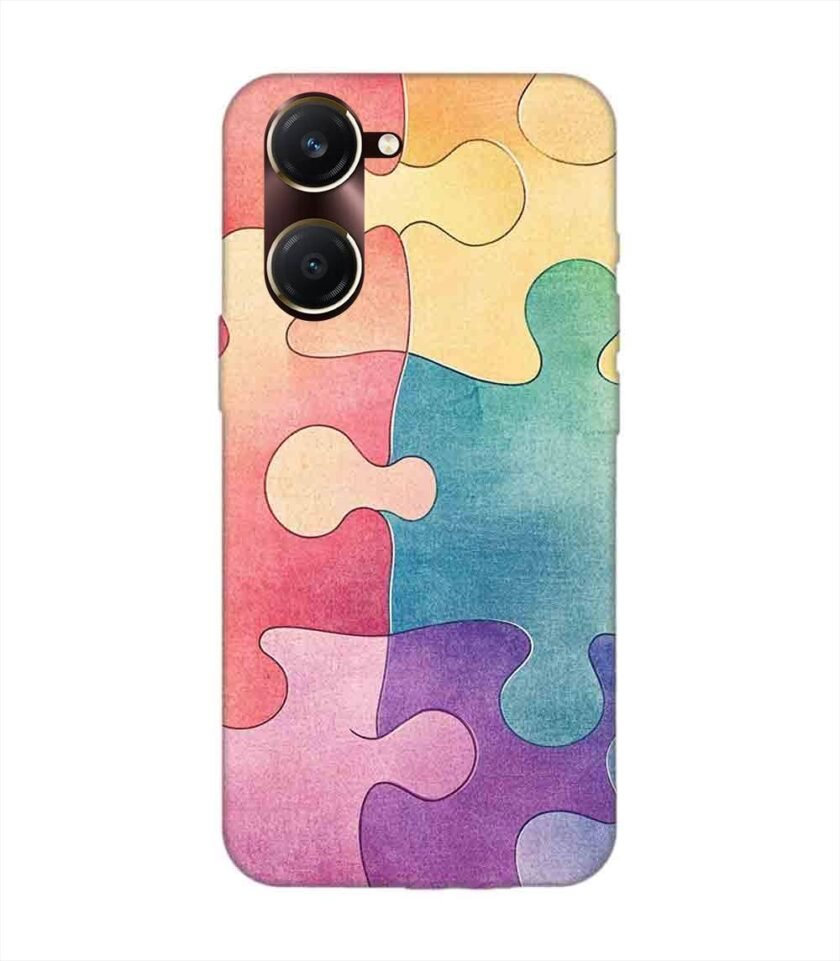 Printed Back Cover for Vivo Y18T Close Up Colorful Puzzle Piece