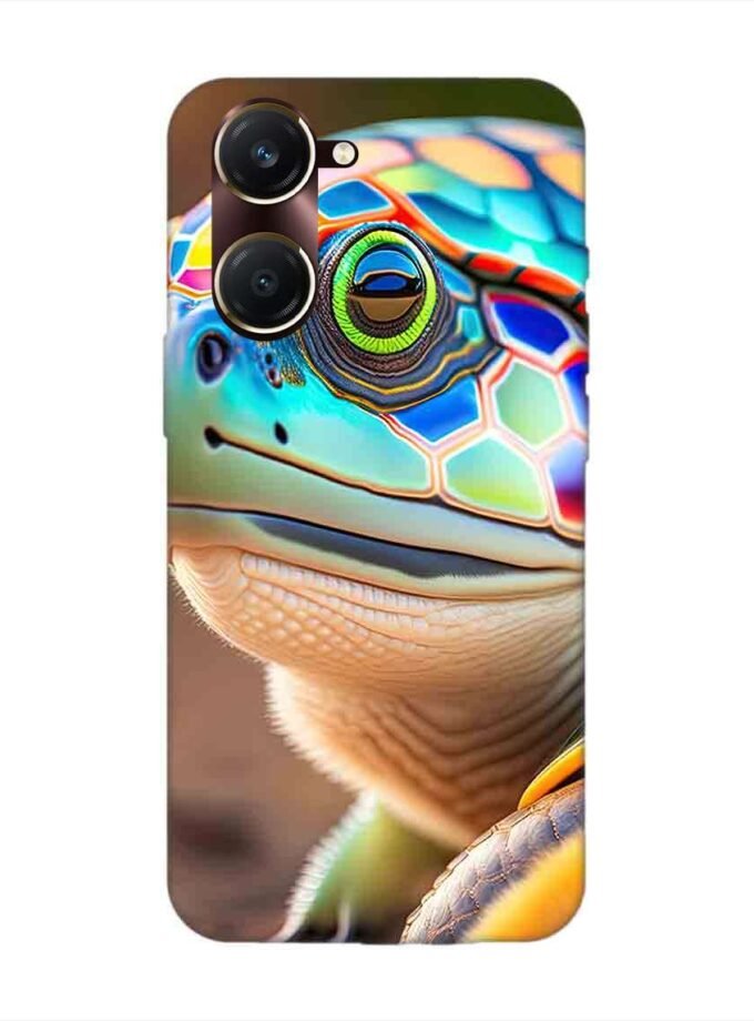 Printed Back Cover for Vivo Y18T Close Up Cute Turtle