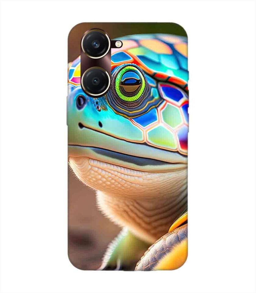 Printed Back Cover for Vivo Y18T Close Up Cute Turtle