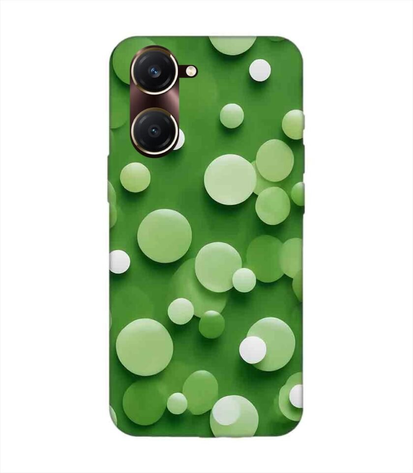 Printed Back Cover for Vivo Y18T Close Up Green Background With White Polka Dots
