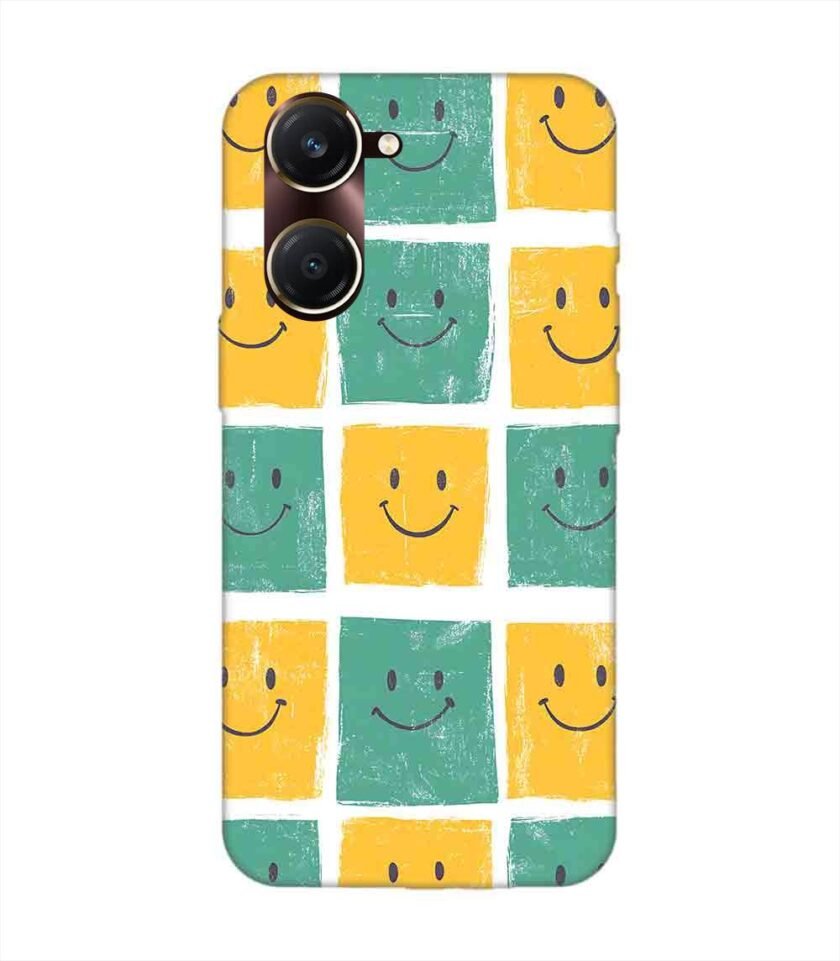 Printed Back Cover for Vivo Y18T Close Up Pattern Smiley Faces