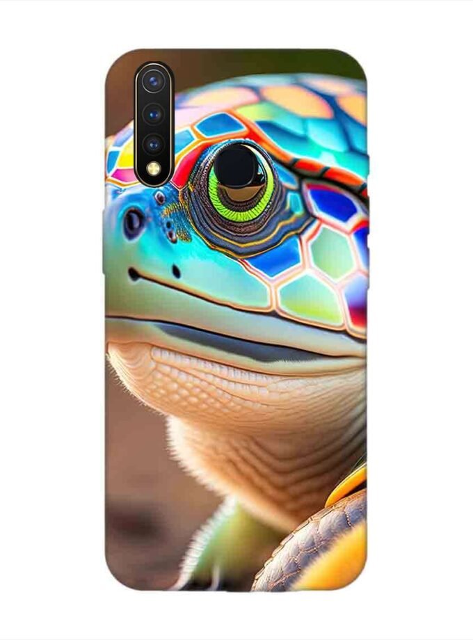 Printed Back Cover for Vivo Y19 Close Up Cute Turtle
