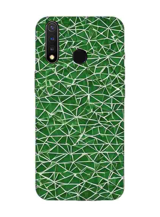 Printed Back Cover for Vivo Y19 Close Up Green White Geometric Pattern