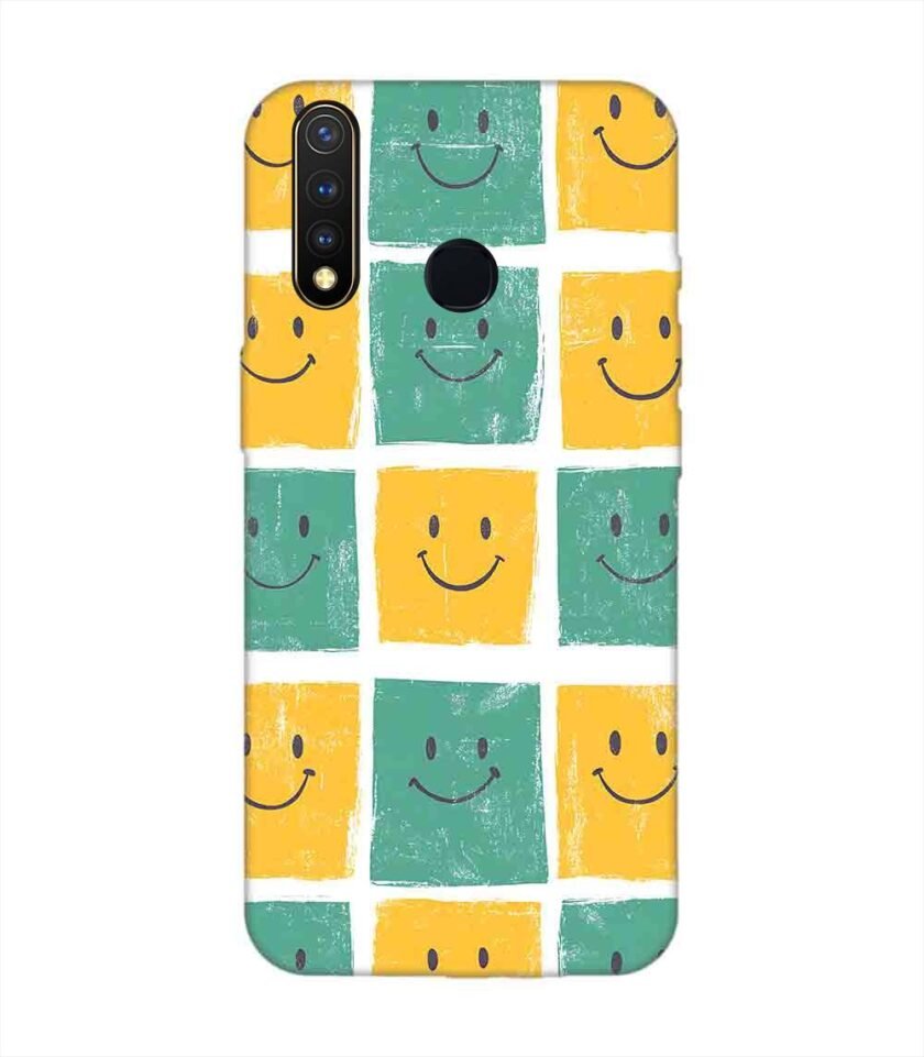 Printed Back Cover for Vivo Y19 Close Up Pattern Smiley Faces