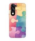 Custom Printed Case Cover for Vivo Y19E close up colorful puzzle piece