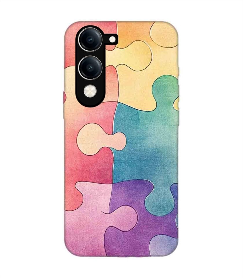 Custom Printed Case Cover for Vivo Y19E close up colorful puzzle piece
