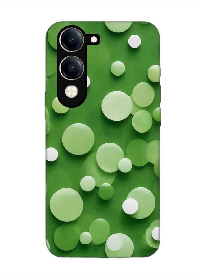 Custom Printed Case Cover for Vivo Y19E close up green background with white polka dots