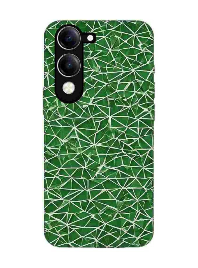 Custom Printed Case Cover for Vivo Y19E close up green white geometric pattern