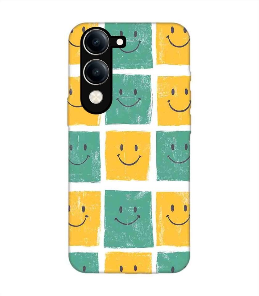 Custom Printed Case Cover for Vivo Y19E close up pattern smiley faces