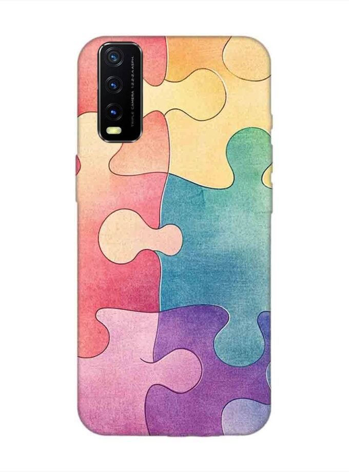Printed Back Cover for Vivo Y20 Close Up Colorful Puzzle Piece