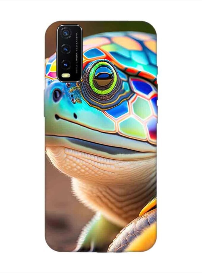 Printed Back Cover for Vivo Y20 Close Up Cute Turtle