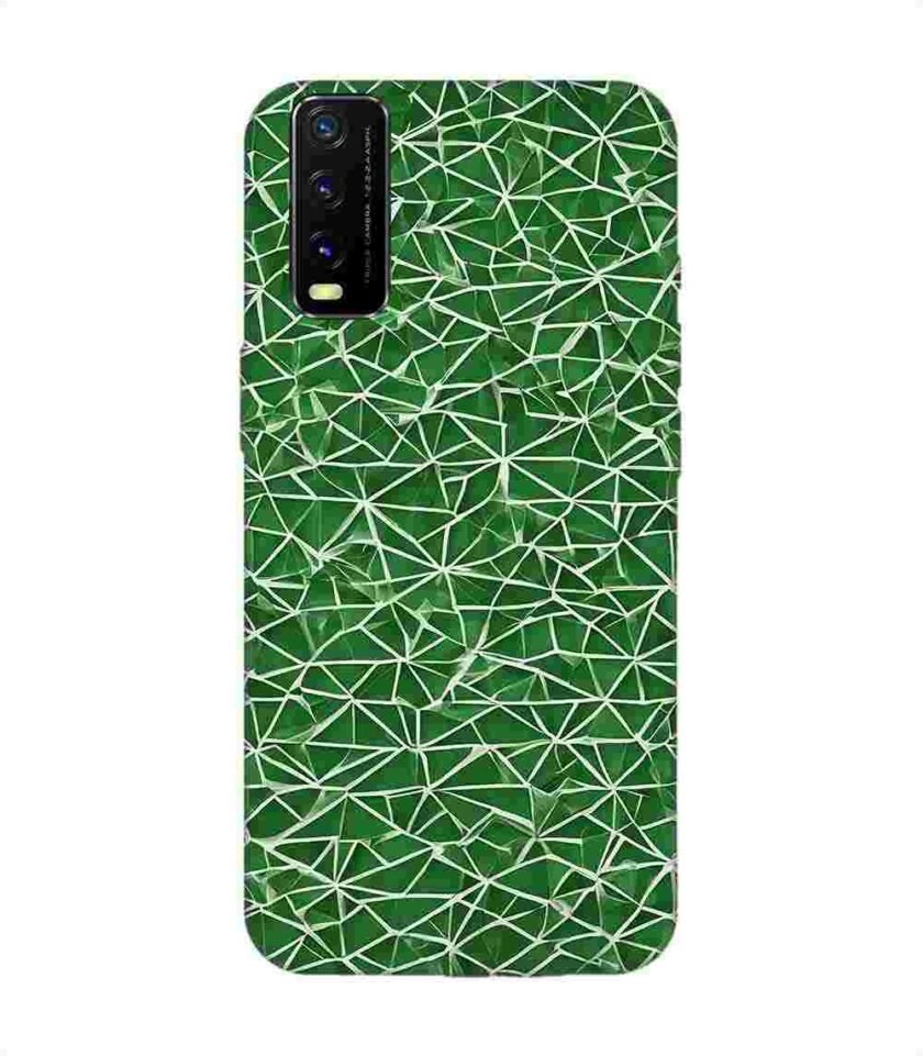Printed Back Cover for Vivo Y20 Close Up Green White Geometric Pattern