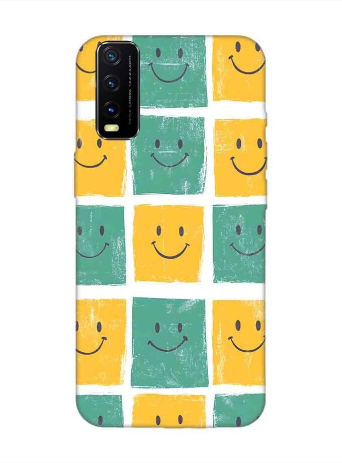Printed Back Cover for Vivo Y20 Close Up Pattern Smiley Faces