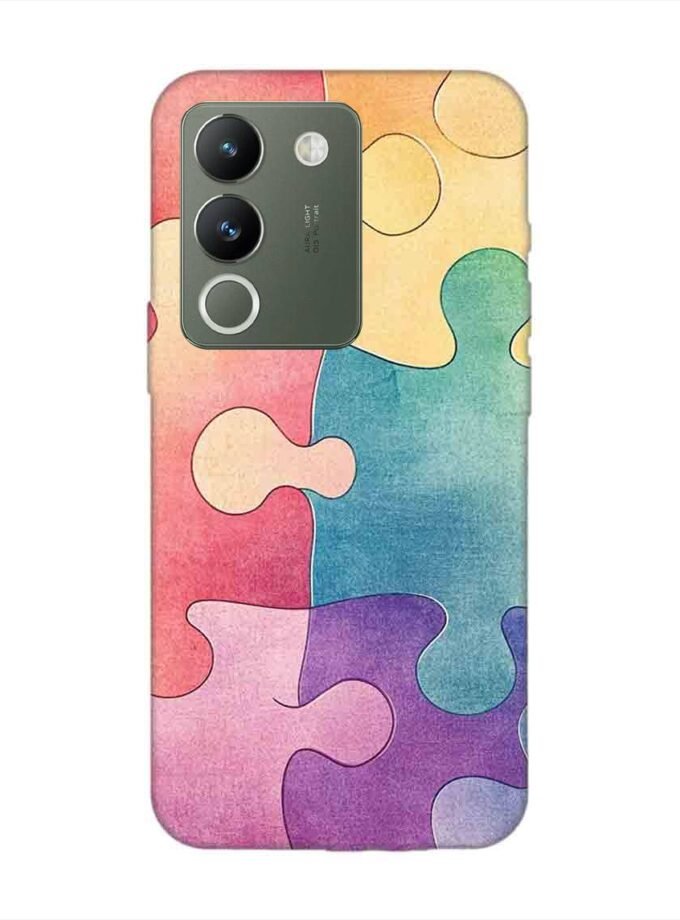 Printed Back Cover for Vivo Y200 (5G) Close Up Colorful Puzzle Piece