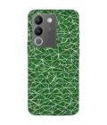 Printed Back Cover for Vivo Y200 (5G) Close Up Green White Geometric Pattern