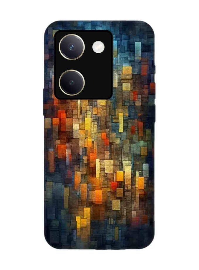 Printed Back Cover for Vivo Y200 Pro (5G) Close Up Colorful Mosaic Squares Shapes