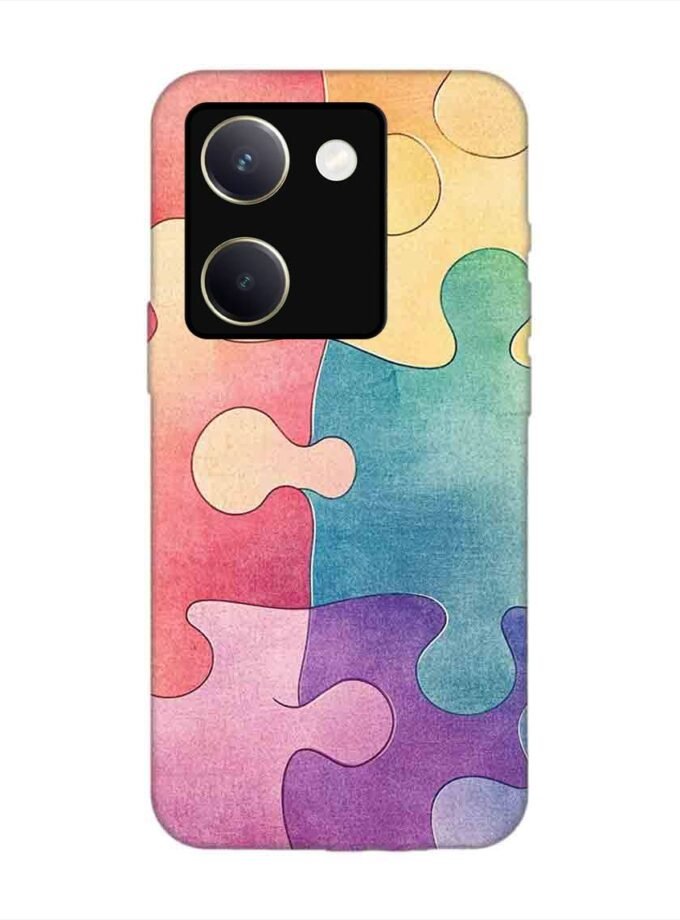 Printed Back Cover for Vivo Y200 Pro (5G) Close Up Colorful Puzzle Piece