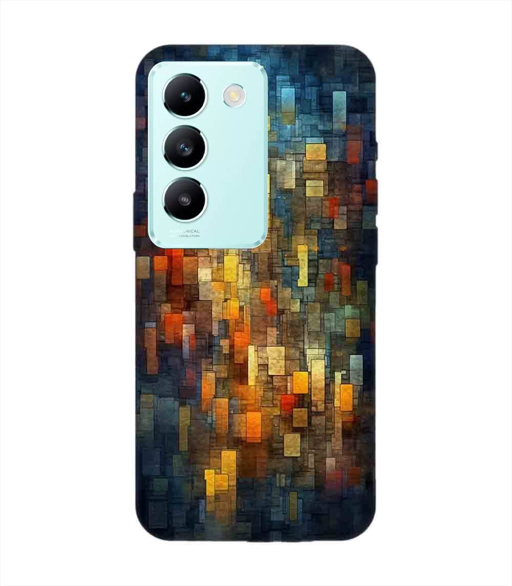 Printed Back Cover for Vivo Y200E (5G) Close Up Colorful Mosaic Squares Shapes
