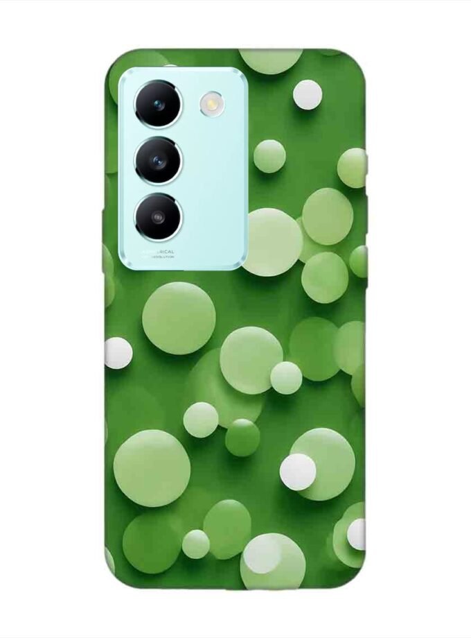 Printed Back Cover for Vivo Y200E (5G) Close Up Green Background With White Polka Dots