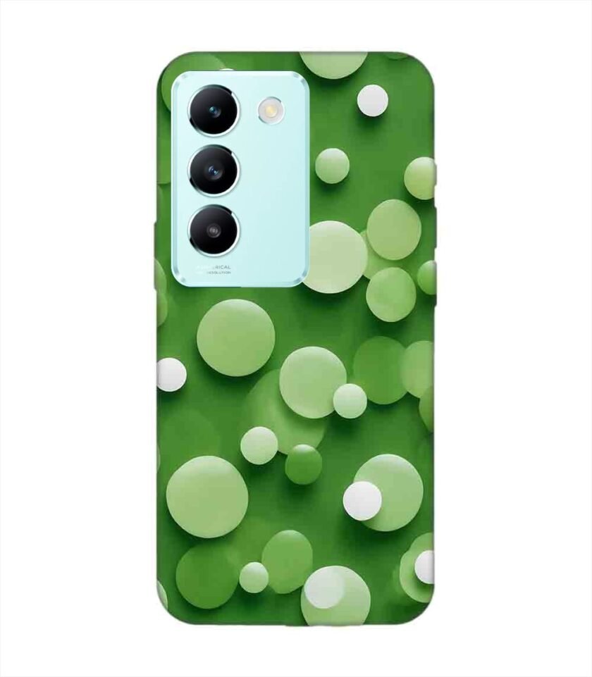 Printed Back Cover for Vivo Y200E (5G) Close Up Green Background With White Polka Dots