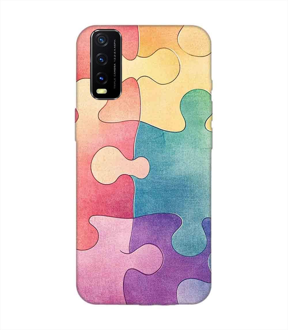 Printed Back Cover for Vivo Y20G Close Up Colorful Puzzle Piece