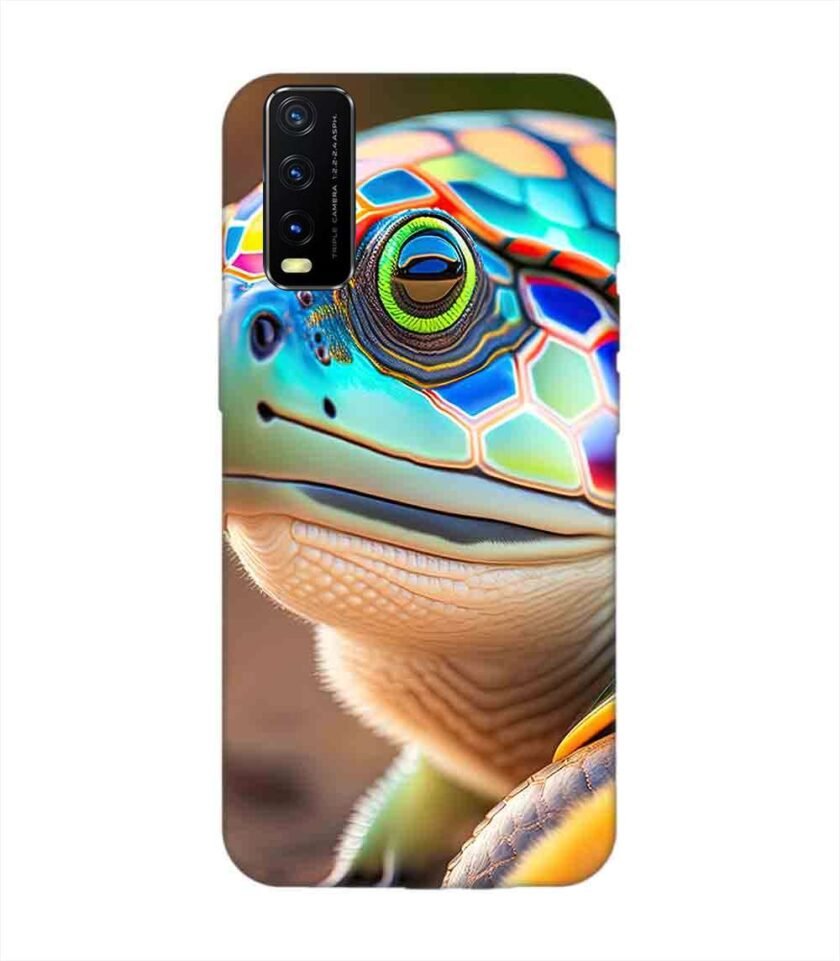 Printed Back Cover for Vivo Y20I Close Up Cute Turtle