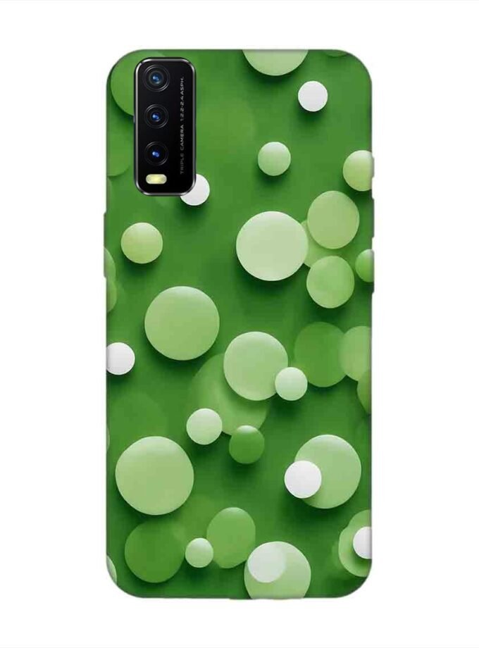 Printed Back Cover for Vivo Y20T Close Up Green Background With White Polka Dots