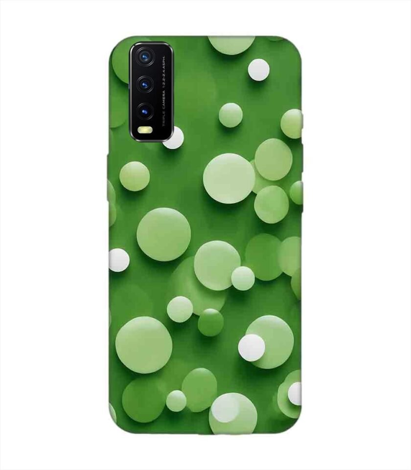 Printed Back Cover for Vivo Y20T Close Up Green Background With White Polka Dots