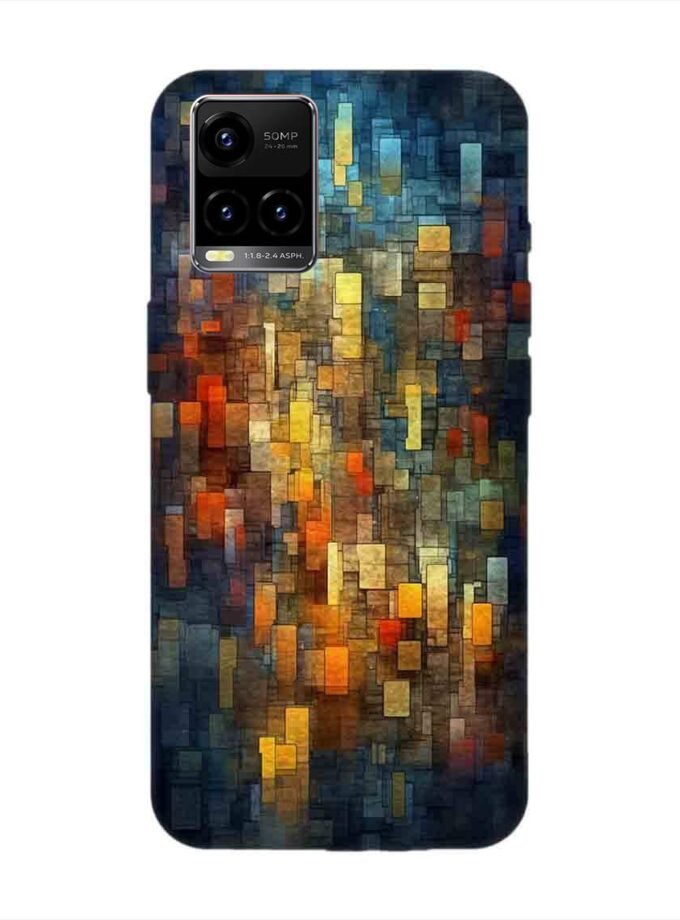 Printed Back Cover for Vivo Y21 Close Up Colorful Mosaic Squares Shapes