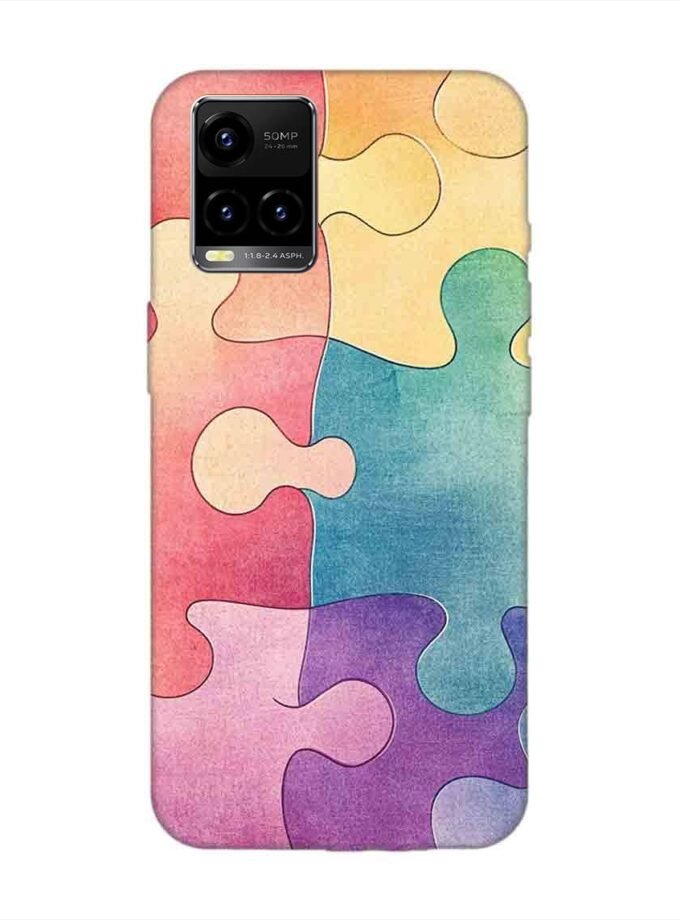 Printed Back Cover for Vivo Y21 Close Up Colorful Puzzle Piece