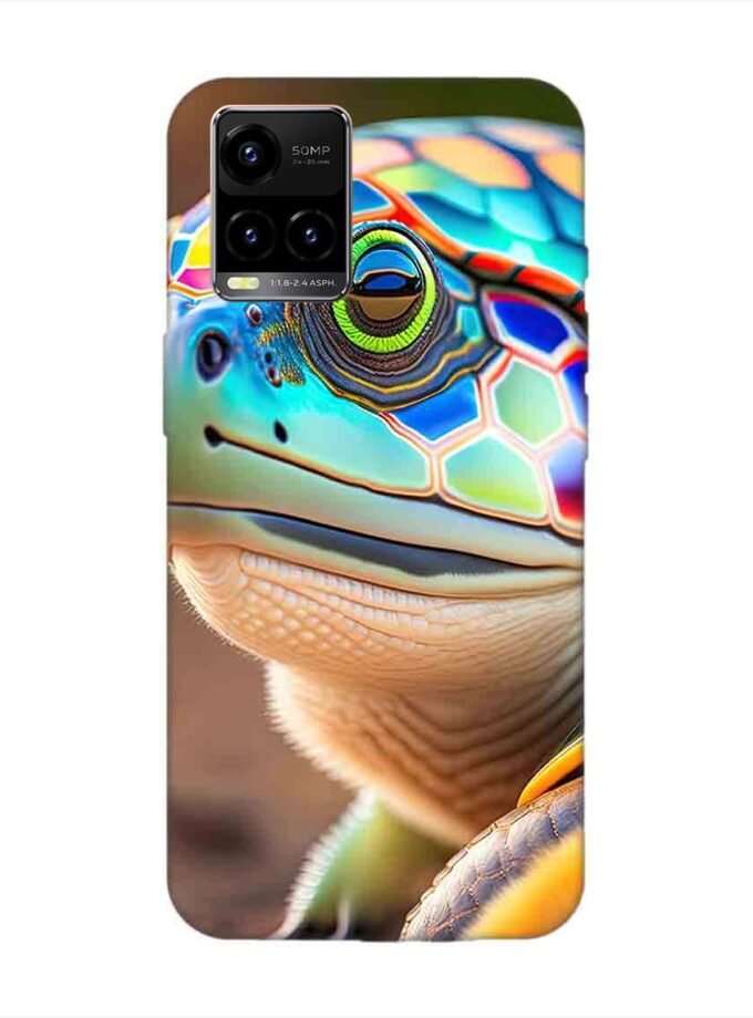 Printed Back Cover for Vivo Y21 Close Up Cute Turtle